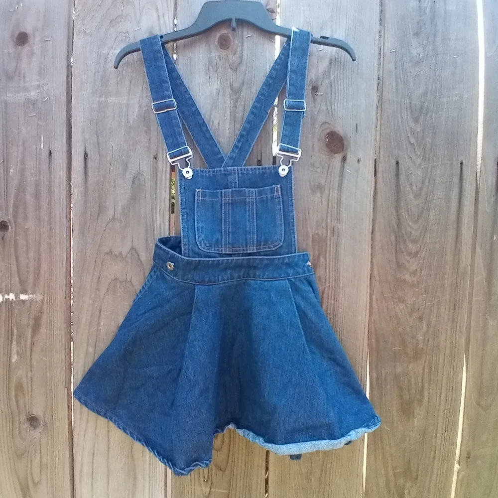 Y2K Vintage American Apparel Denim Bib Overall Skater Skirt S Non-Stretch Flared